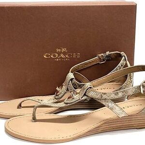 New Coach Women's Snakeskin Tan Sandals